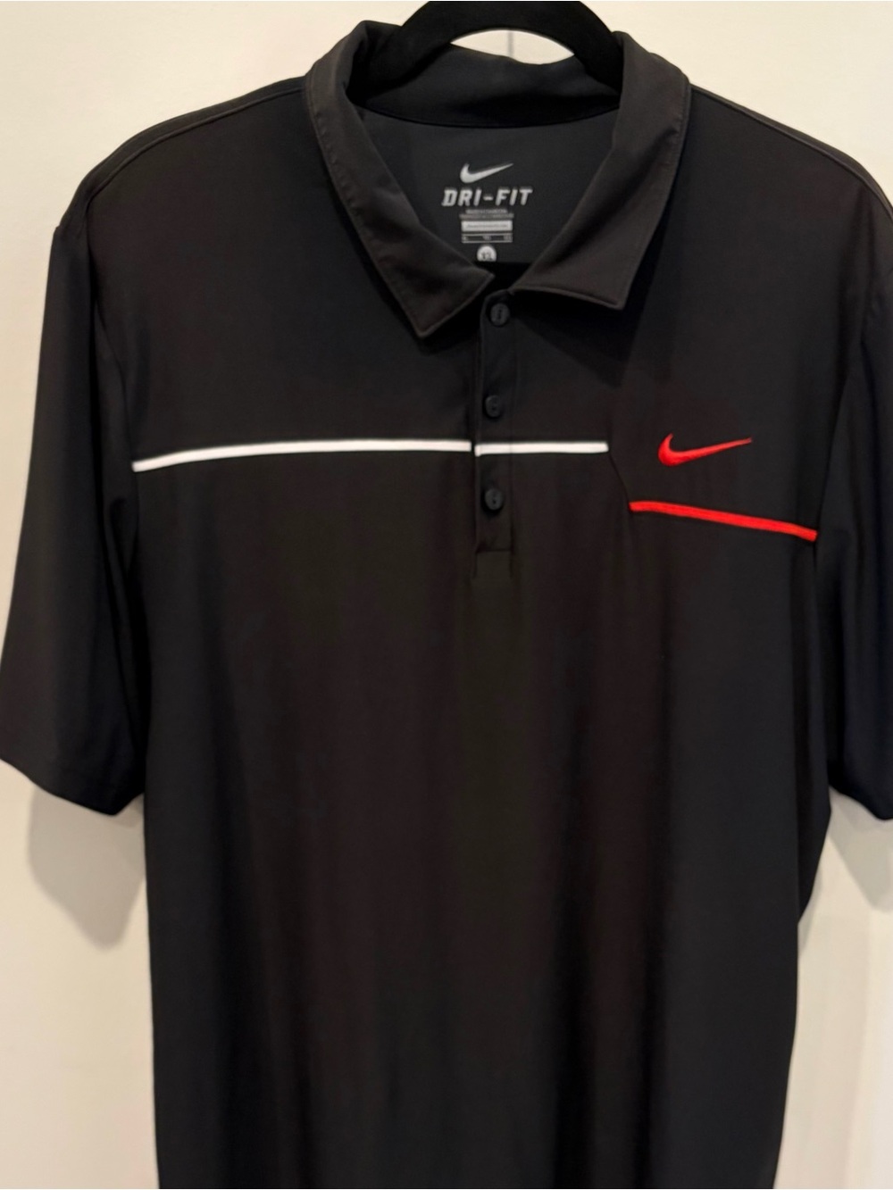 Nike Black Polo with Red and White Accents